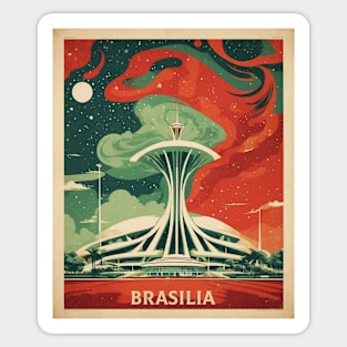 Brasilia Brazil Starry Night Vintage Tourism Travel Poster Sticker